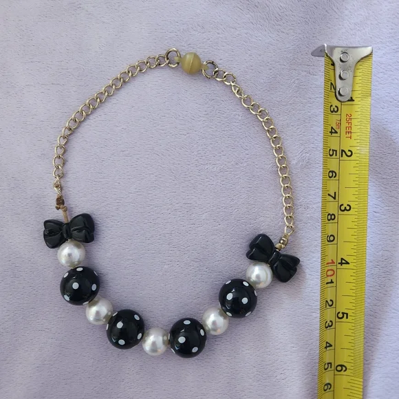 Girls Gymboree Black and White Polka Dot Bow Necklace - Picture 3 of 4